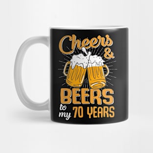 Cheers And Beers To My 70 Years 70th Birthday Funny Birthday Crew Mug